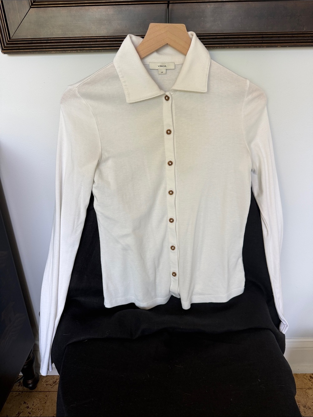 Vince White Knit Button-down Shirt Small